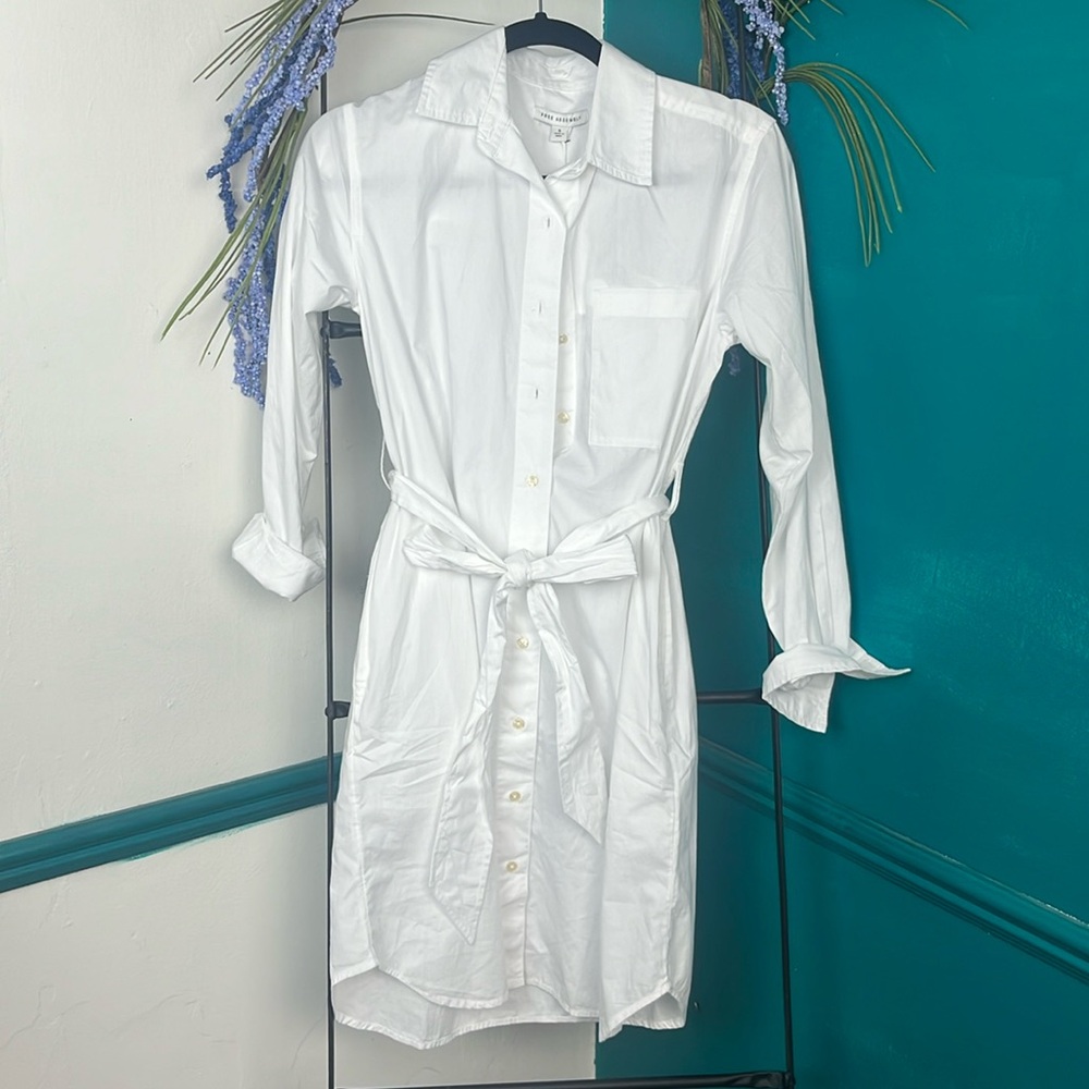 Classic White Shirt Dress with Waist Tie